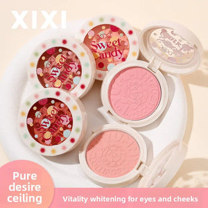 XIXI Sweet Pink Dual Tone blush compact shown closed with its cute, decorative packaging.