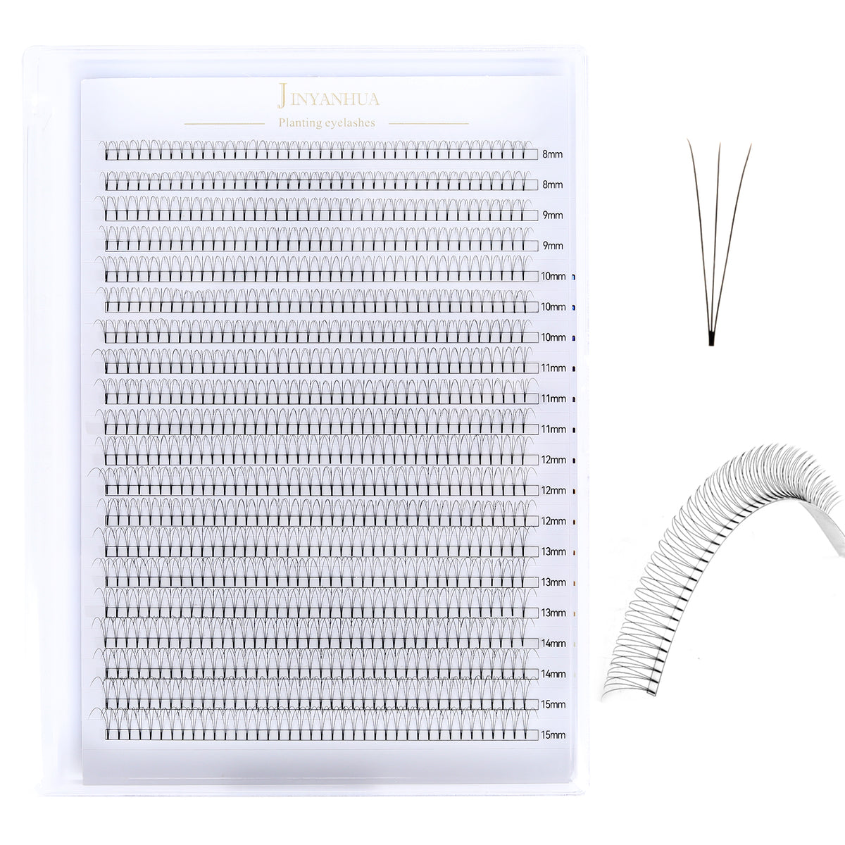 JINYANHUA 8-15mm Mixed Long & Short Stalks 0.07mm 3D Flat Tip Large Capacity
