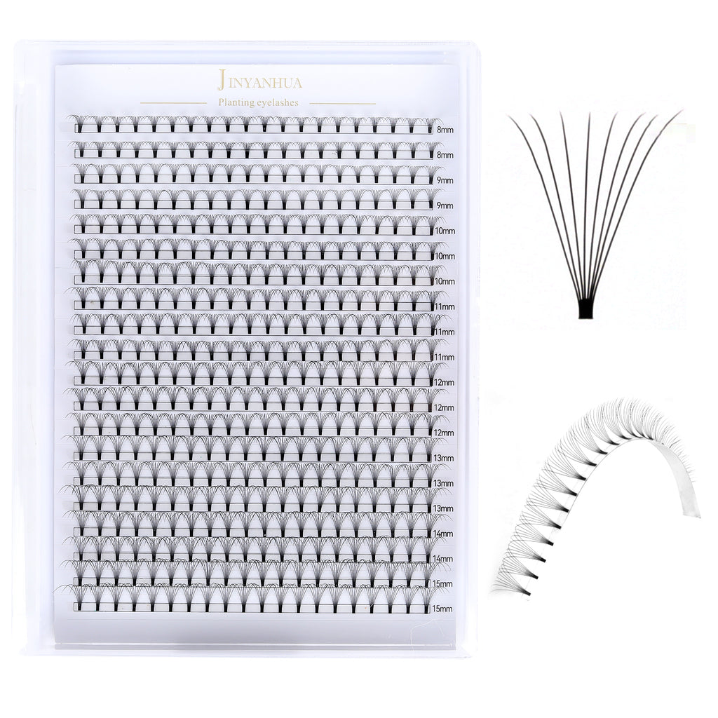 JINYANHUA 8-15mm Mixed Long & Short Stalks 0.07mm 8D Flat Tip Large Capacity