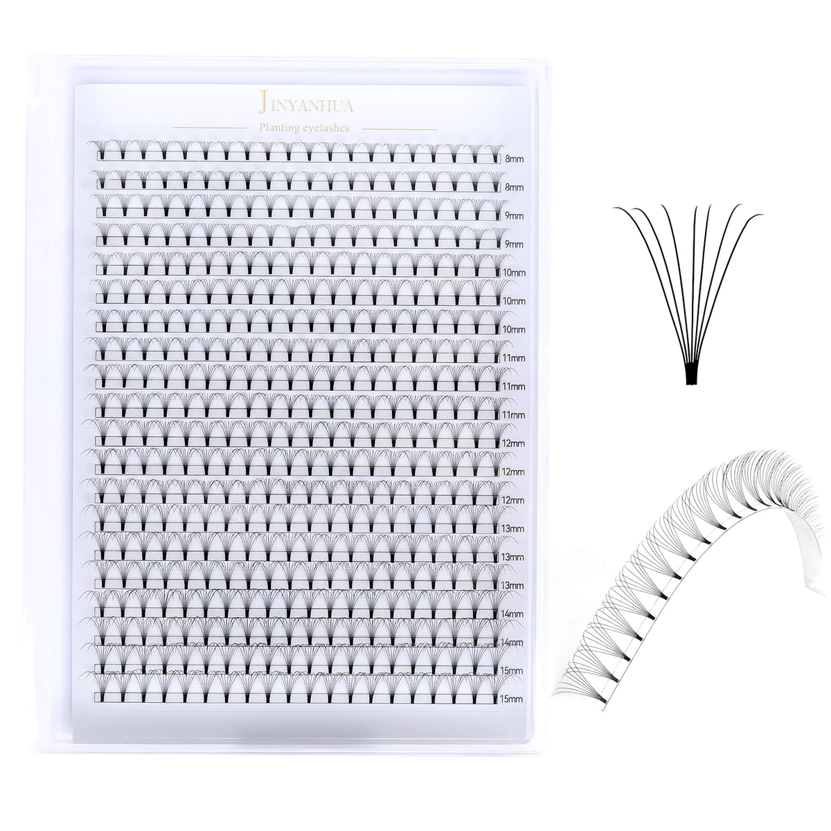 JINYANHUA 8-15mm Mixed Long & Short Stalks 0.07mm 7D Flat Tip Large Capacity