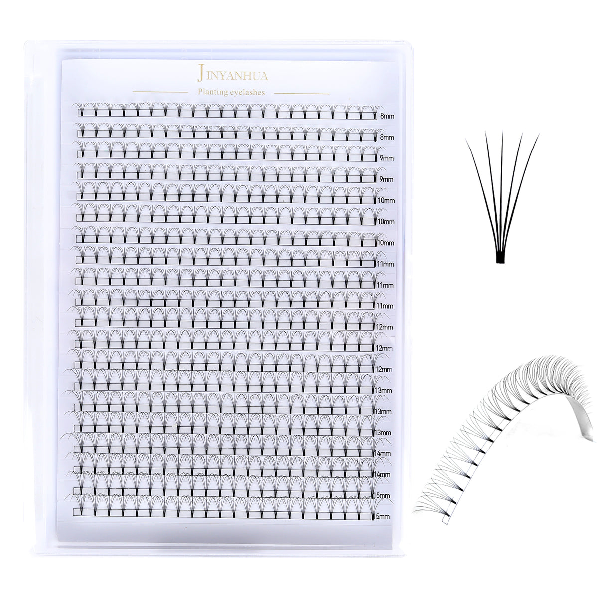JINYANHUA 8-15mm Mixed Long & Short Stalks 0.07mm 5D Flat Tip Large Capacity