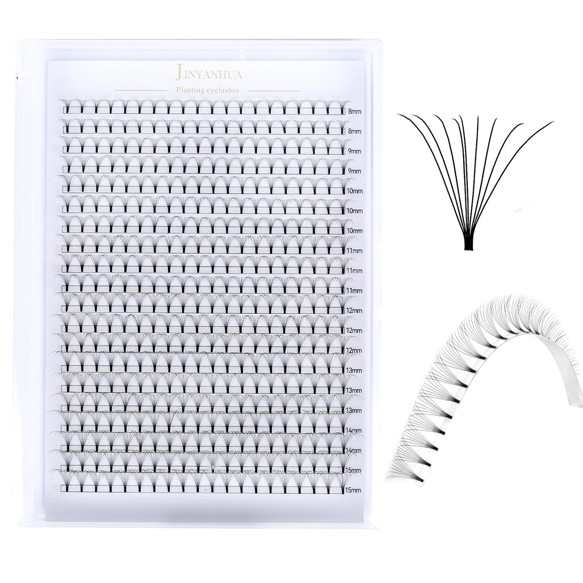 JINYANHUA 8-15mm Mixed Long & Short Stalks 0.07mm 9D Flat Tip Large Capacity