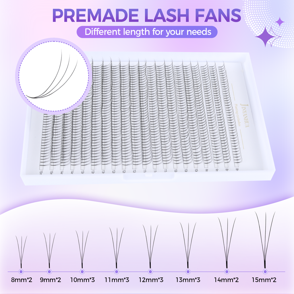 JINYANHUA 8-15mm Mixed Long Stems 0.07mm 3D Large Capacity