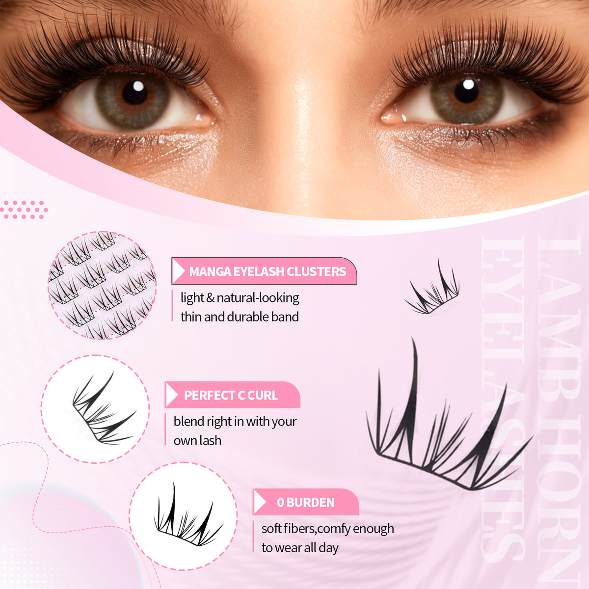 JINYANHUA Pink Laser Card-Dense Little Deer Eyelashes