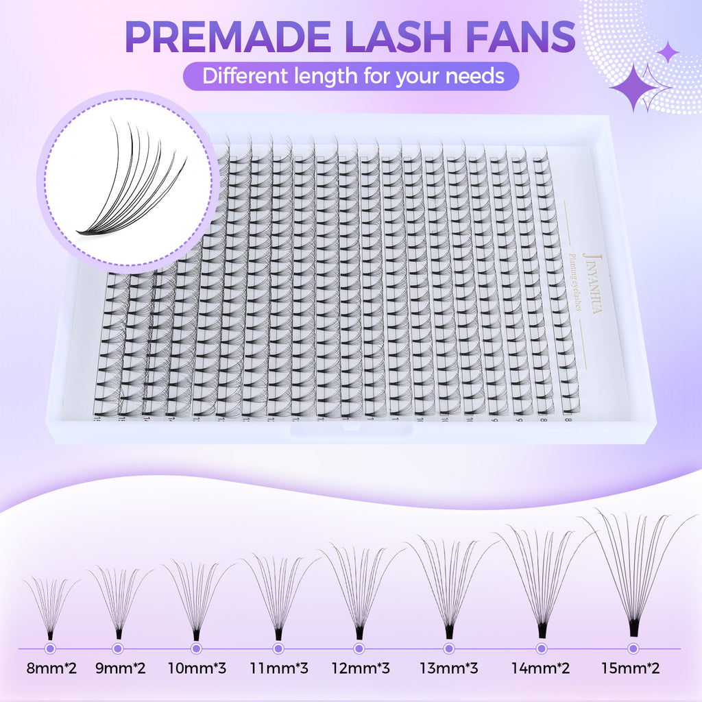 JINYANHUA 8-15mm Mixed Long & Short Stalks 0.07mm 12D Flat Tip Large Capacity