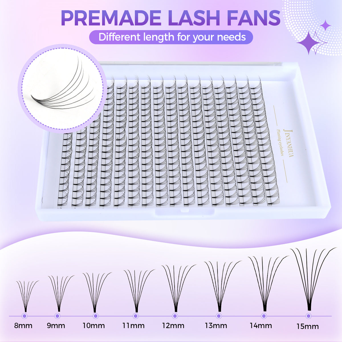 JINYANHUA 6D Single Long 0.07mm Thick Short Stems Large Capacity
