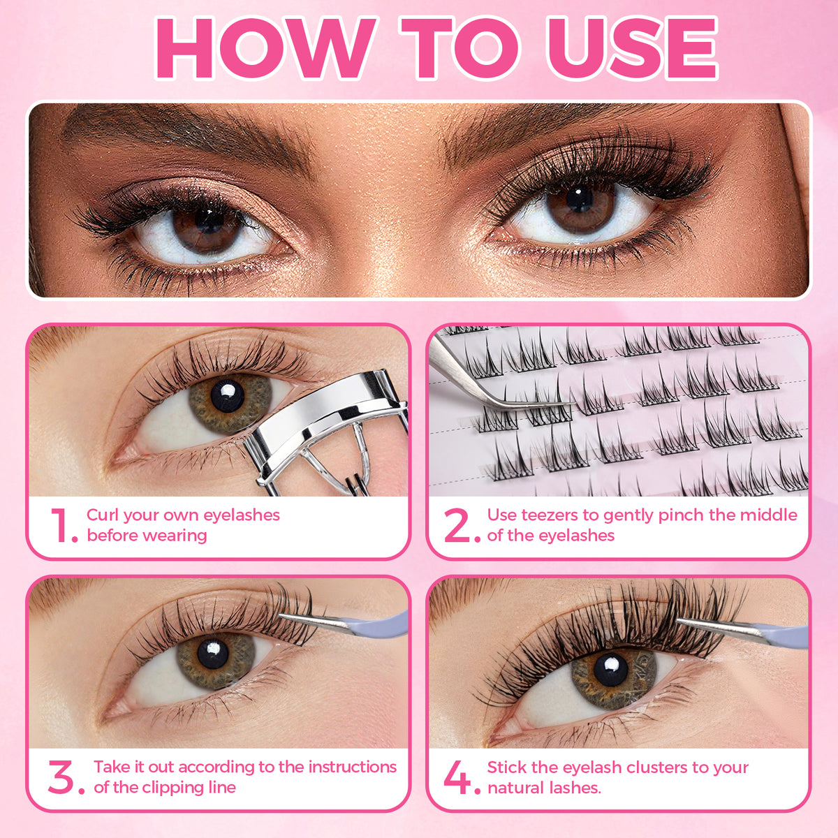 JINYANHUA Self-Stick Lashes - Double-Point Sunflower