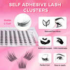 JINYANHUA Self-Stick Lashes - Fire Tassel Pink