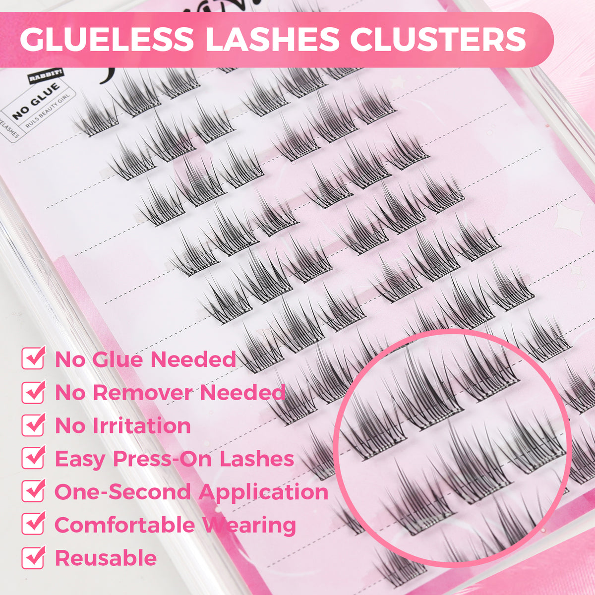 JINYANHUA Self-Stick Lashes - Fire Tassel Pink