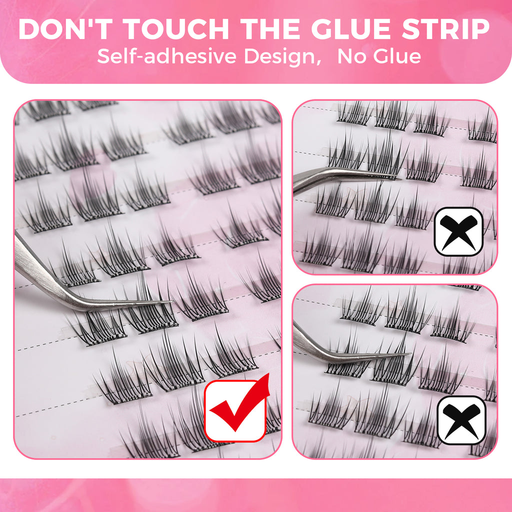 JINYANHUA Self-Stick Lashes - Fire Tassel Pink