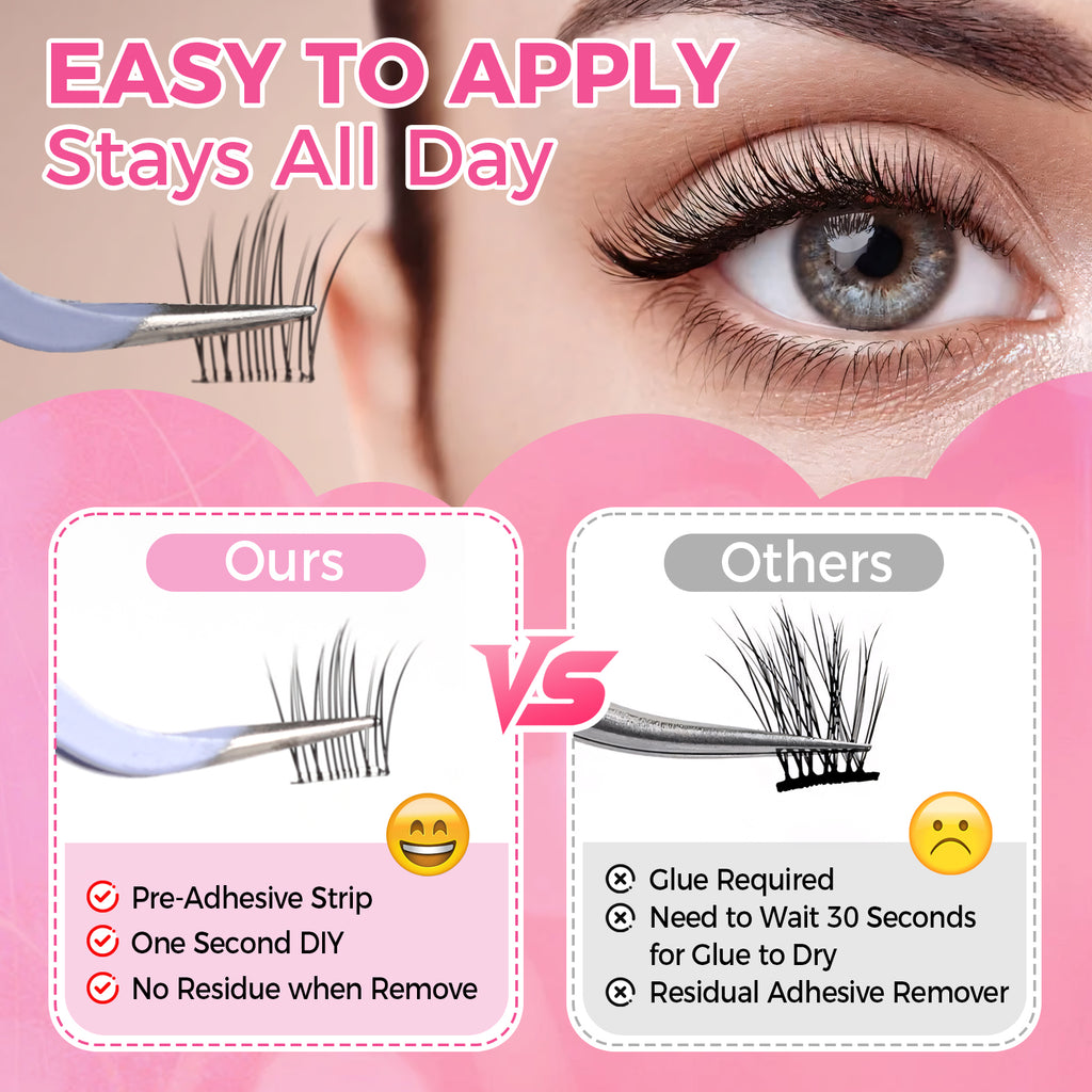 JINYANHUA Self-Stick Lashes - Fire Tassel Pink