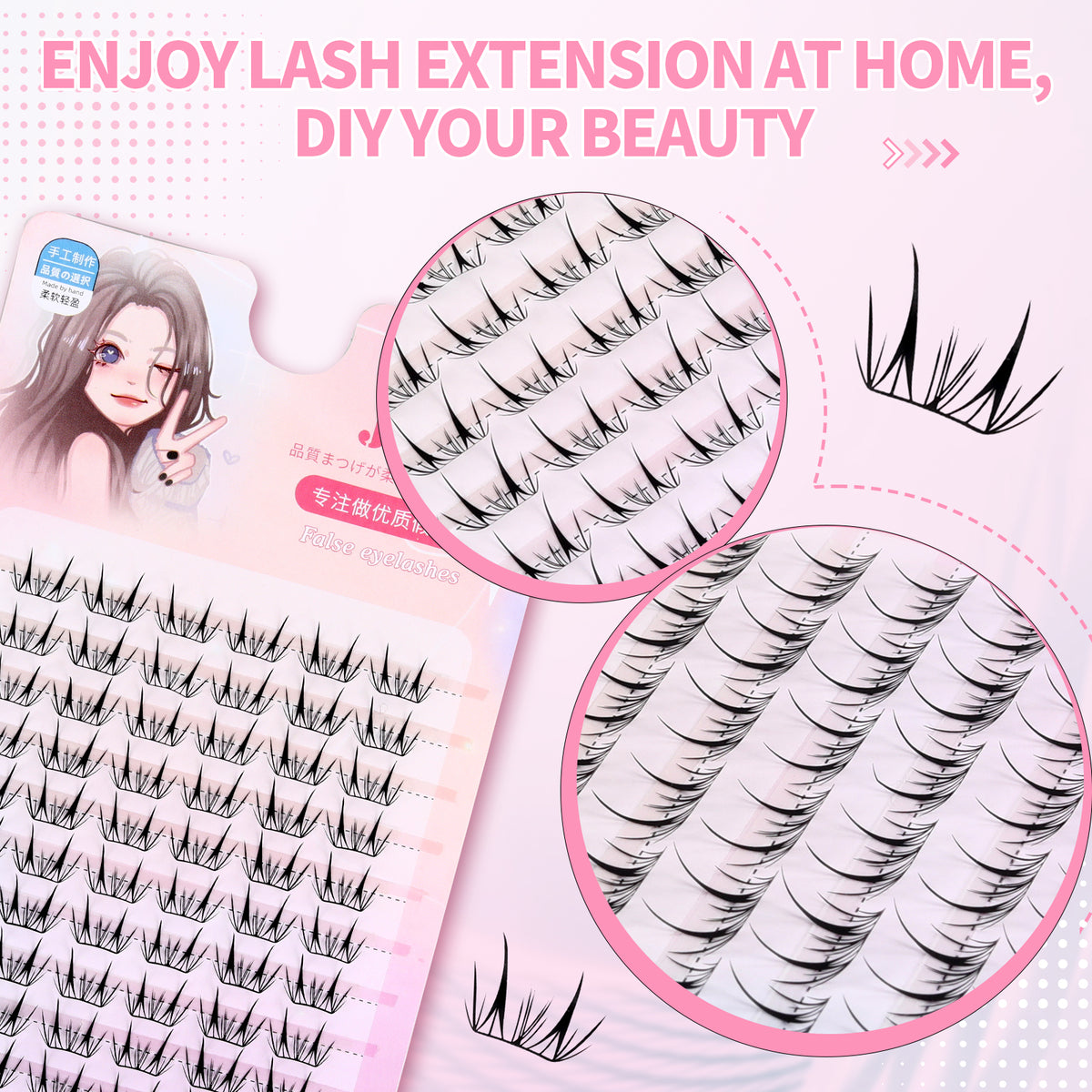 JINYANHUA Pink Laser Card-Dense Little Deer Eyelashes