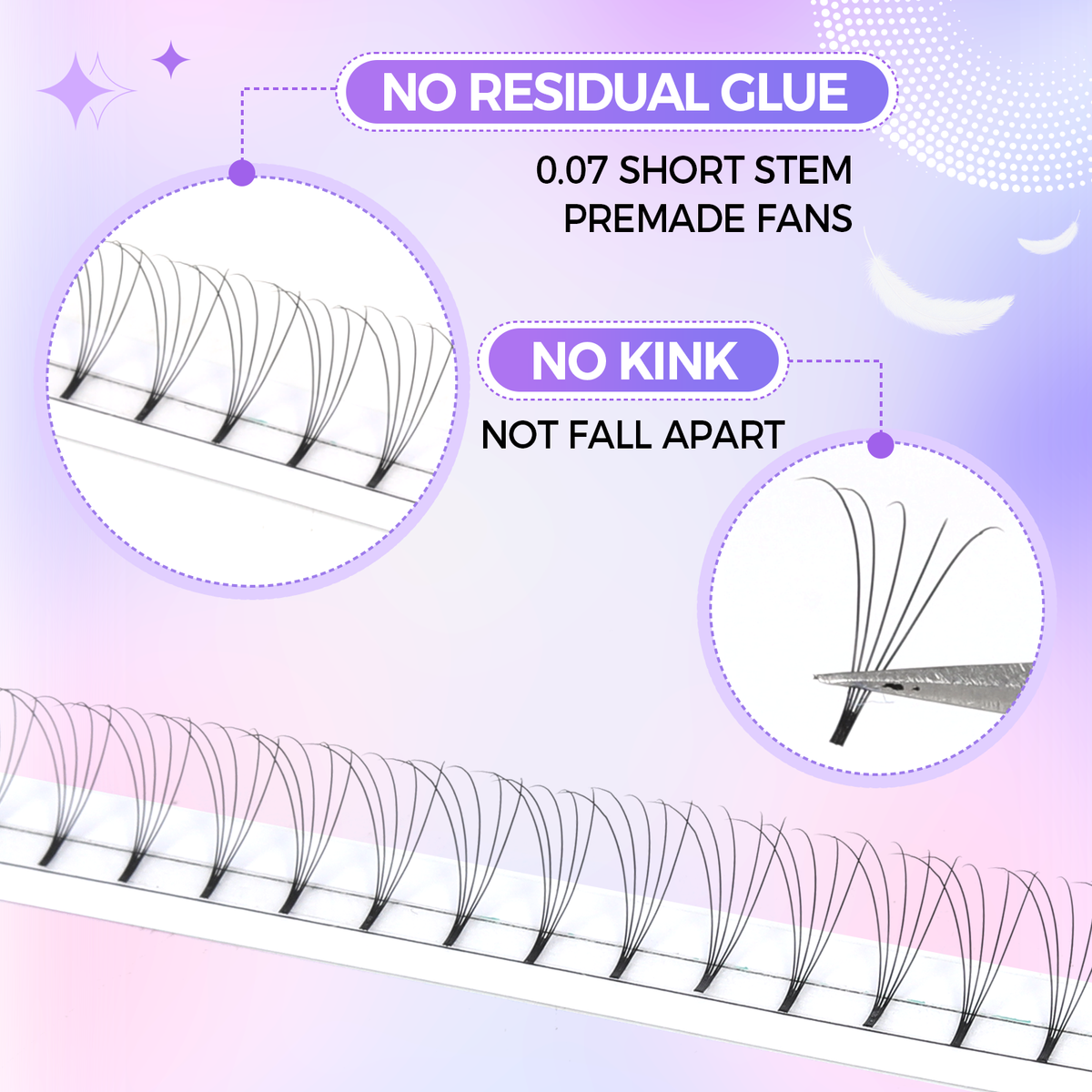 JINYANHUA 5D Single Long 0.07mm Thick Short Stems Large Capacity