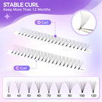 JINYANHUA 8-15mm Mixed Long & Short Stalks 0.07mm 8D Flat Tip Large Capacity