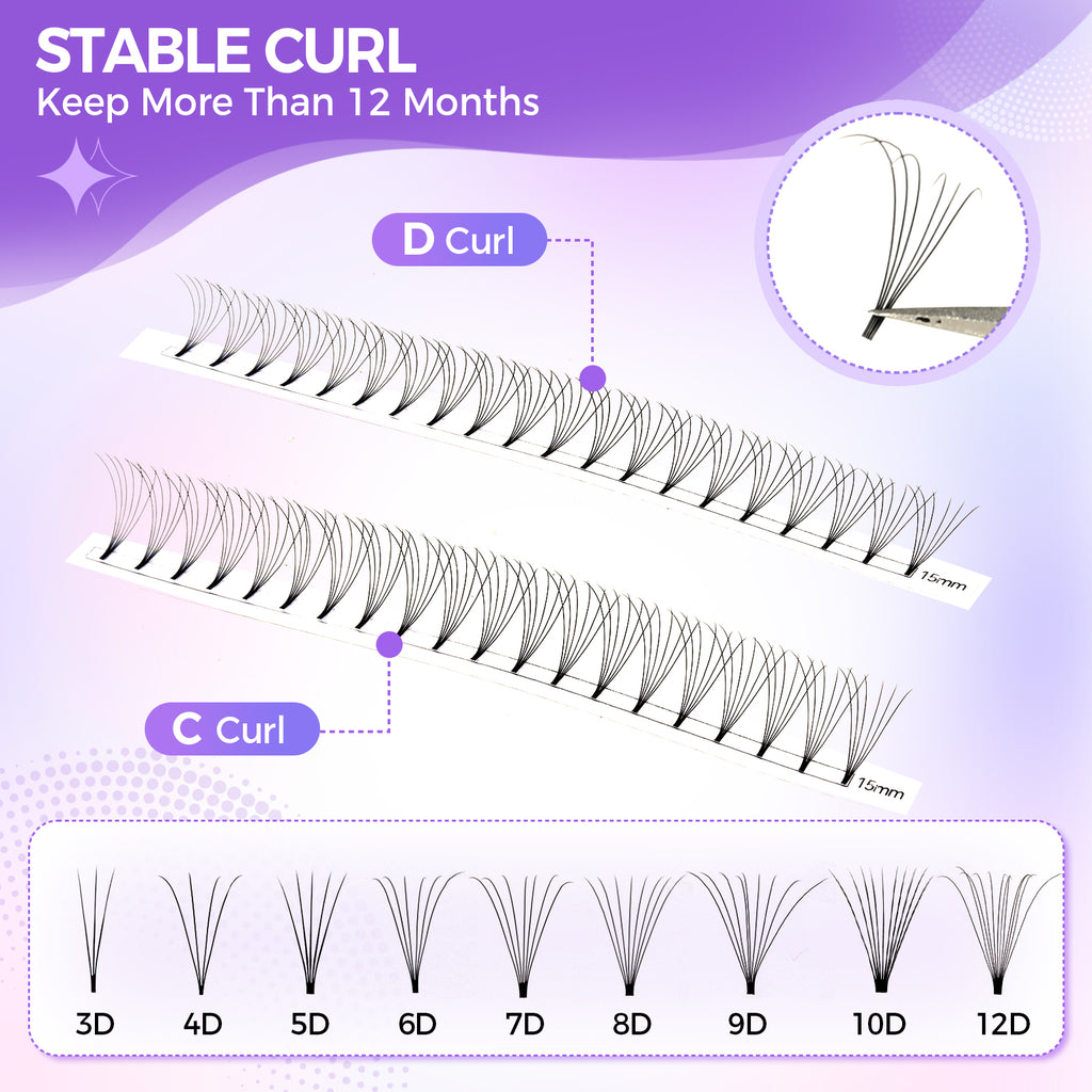 JINYANHUA 8-15mm Mixed Long & Short Stalks 0.07mm 6D Flat Tip Large Capacity