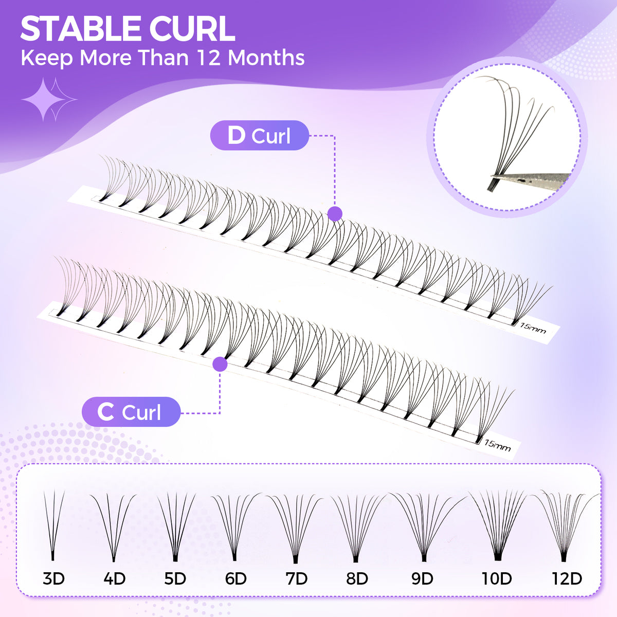 JINYANHUA 8-15mm Mixed Long & Short Stalks 0.07mm 6D Flat Tip Large Capacity