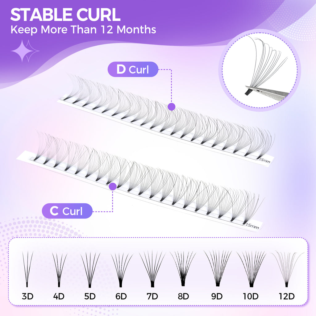 JINYANHUA 8-15mm Mixed Long & Short Stalks 0.07mm 12D Flat Tip Large Capacity