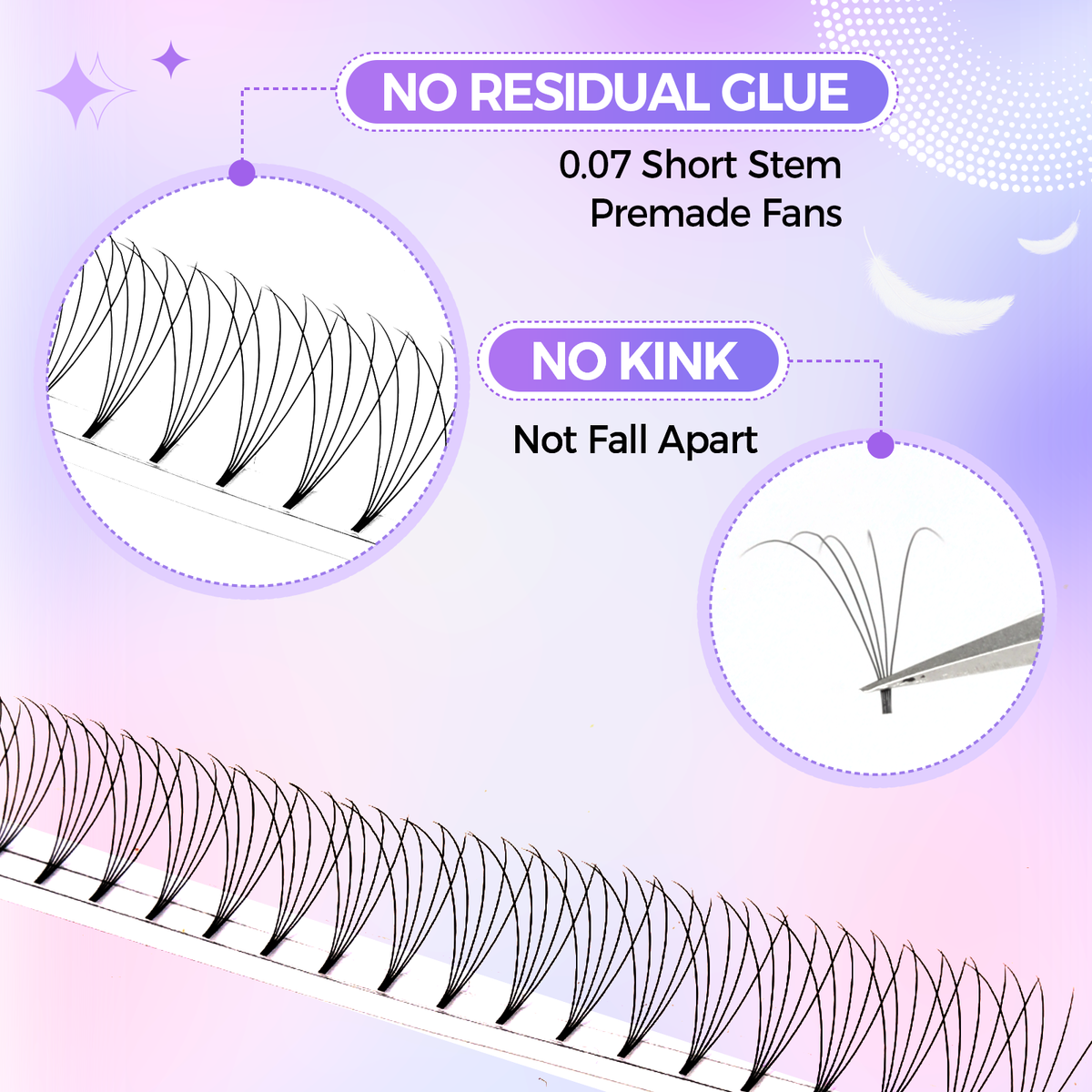 JINYANHUA 8-15mm Mixed Long & Short Stalks 0.07mm 5D Flat Tip Large Capacity