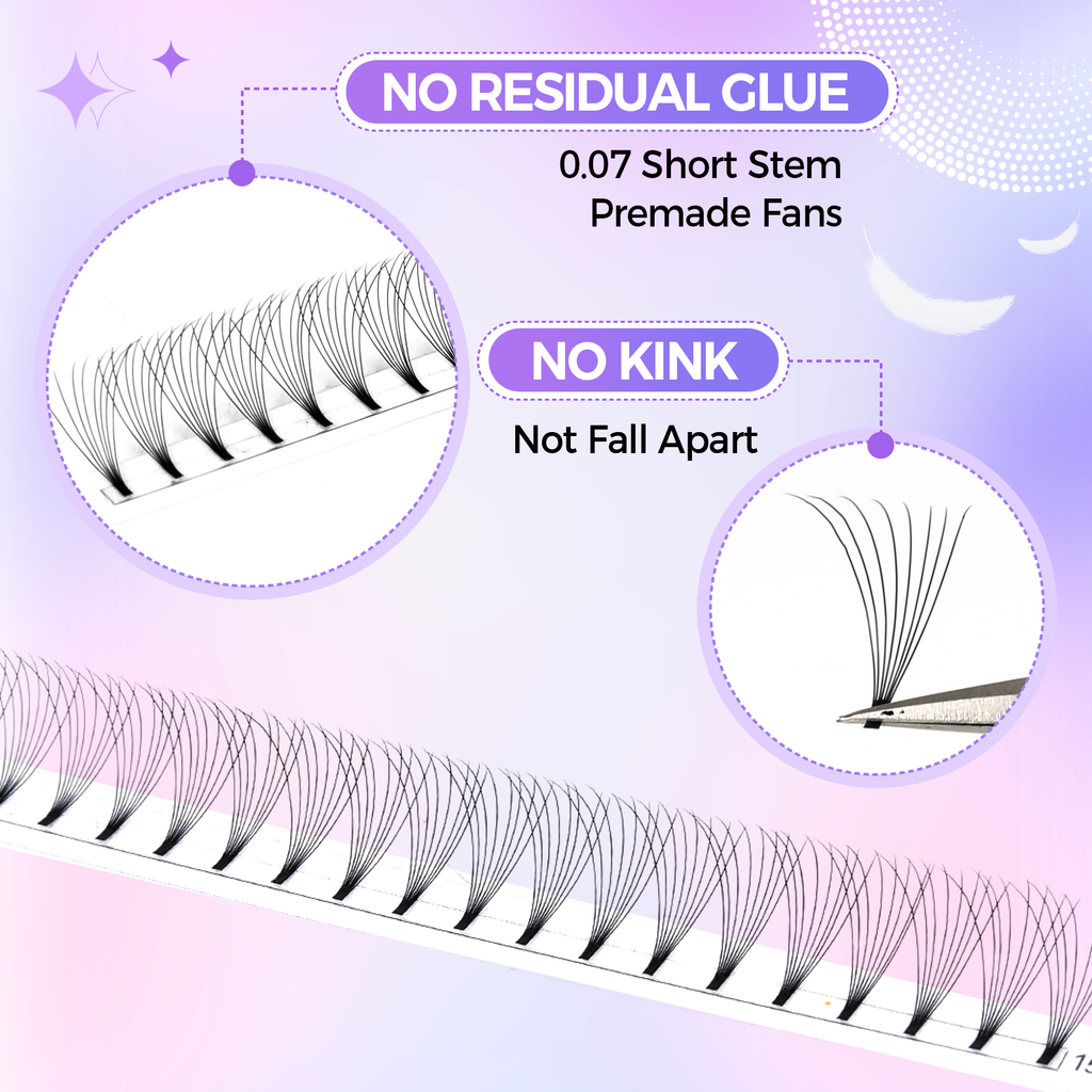 JINYANHUA 8-15mm Mixed Long & Short Stalks 0.07mm 8D Flat Tip Large Capacity