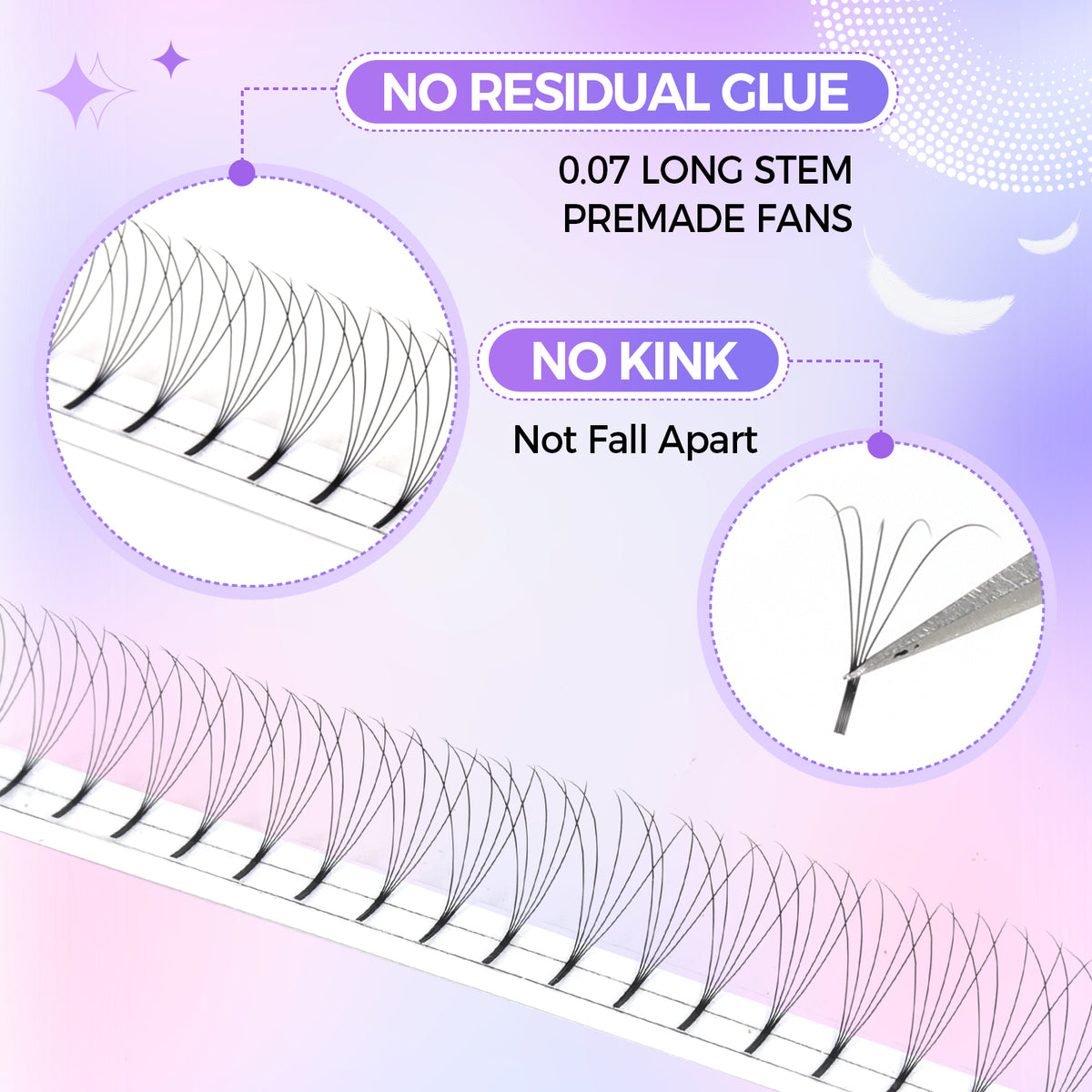 JINYANHUA 8-15mm Mixed Long Stems 0.07mm 5D Large Capacity