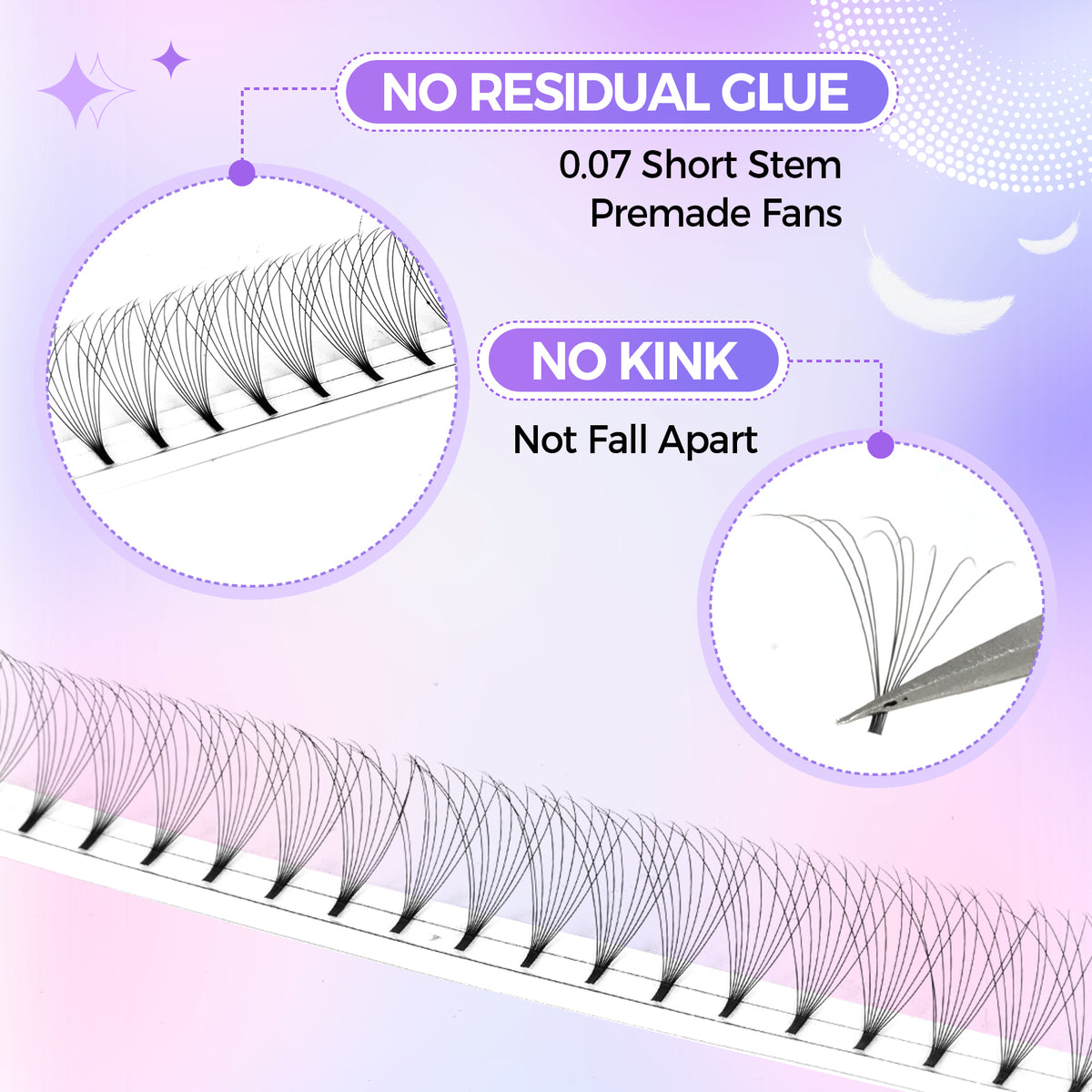 JINYANHUA 8-15mm Mixed Long & Short Stalks 0.07mm 9D Flat Tip Large Capacity