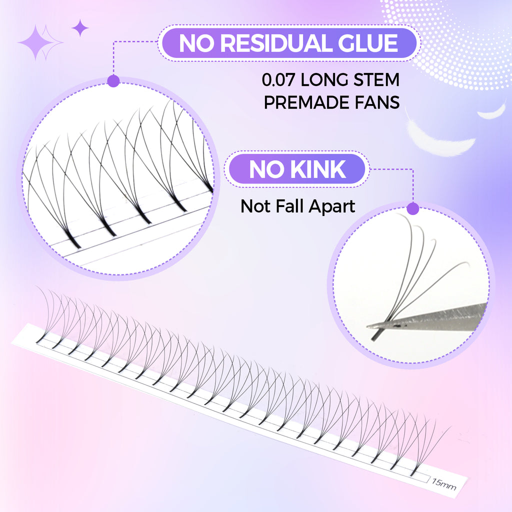 JINYANHUA 8-15mm Mixed Long Stems 0.07mm 4D Large Capacity