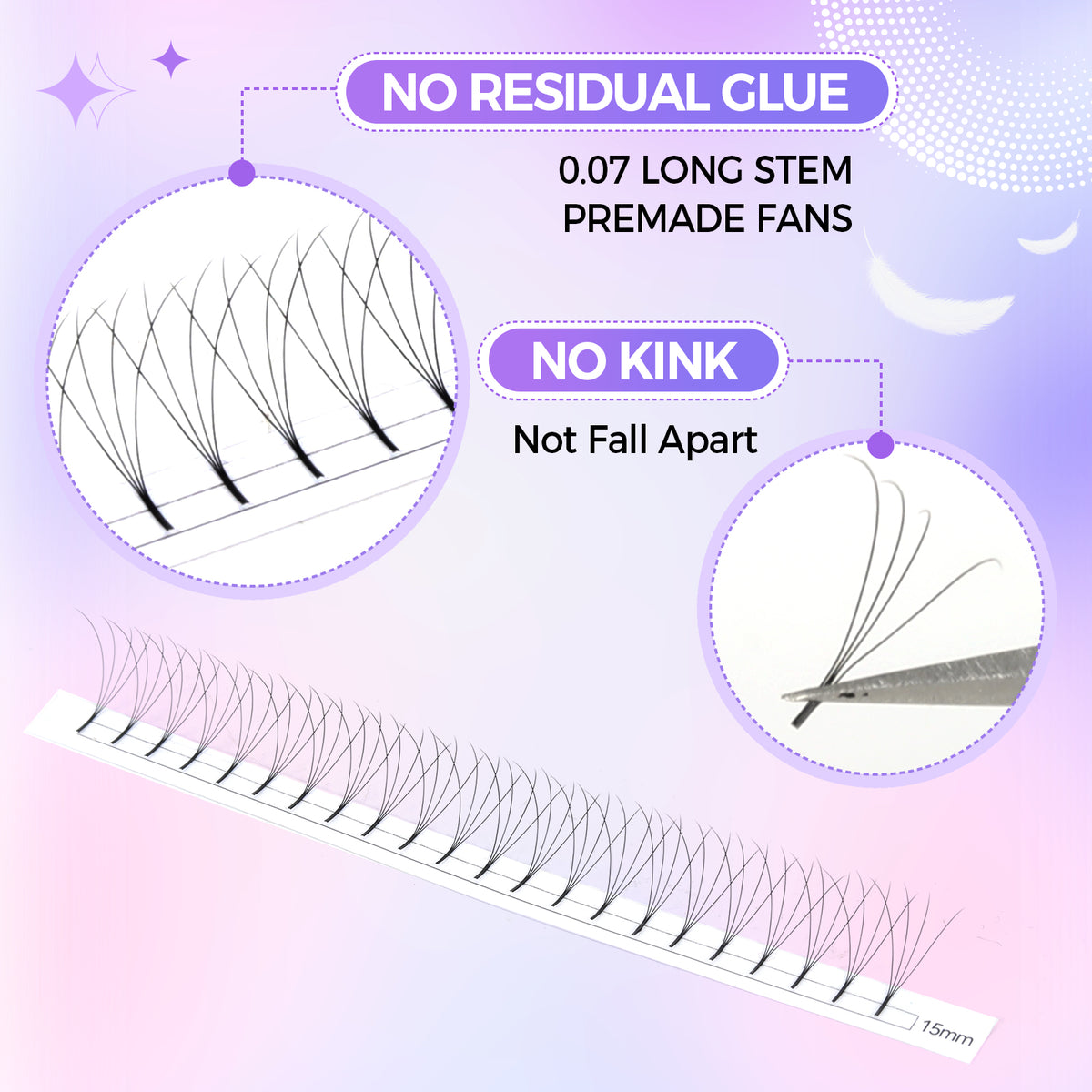 JINYANHUA 8-15mm Mixed Long Stems 0.07mm 4D Large Capacity