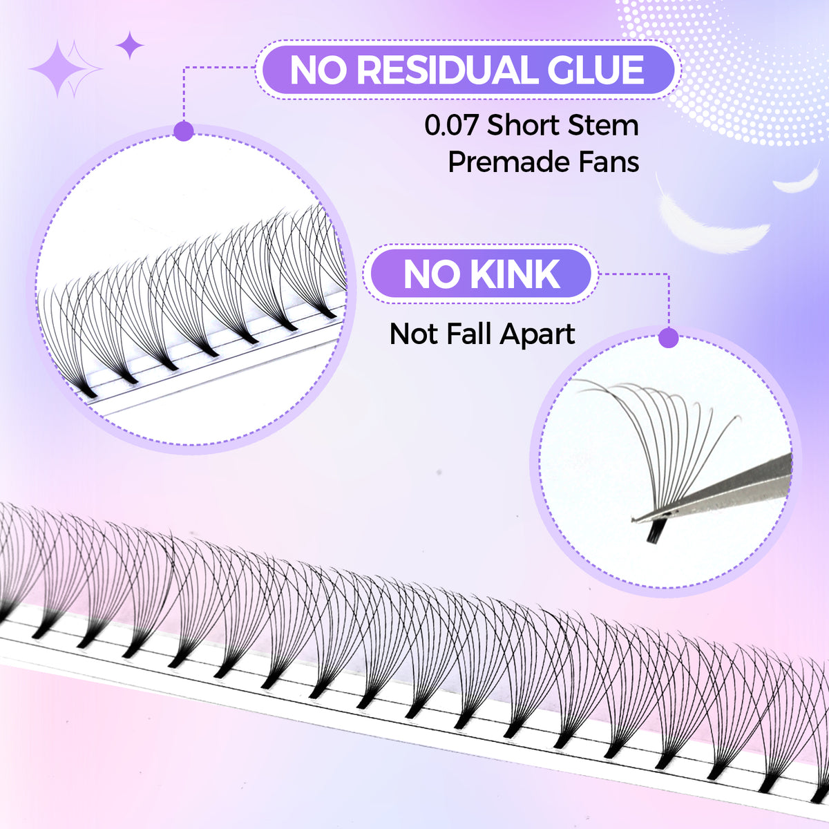 JINYANHUA 8-15mm Mixed Long & Short Stalks 0.07mm 10D Flat Tip Large Capacity