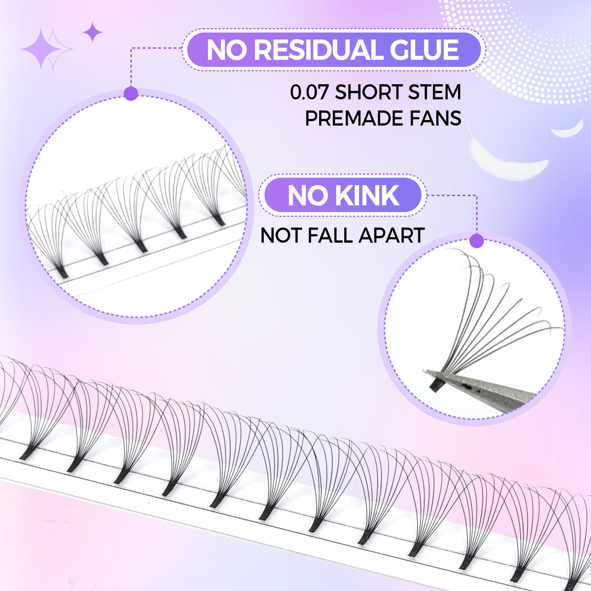 JINYANHUA 9D Single Long 0.07mm Thick Short Stems Large Capacity