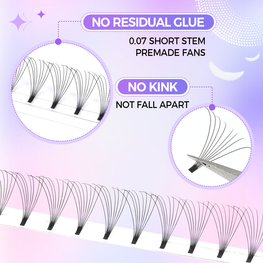 JINYANHUA 8D Single Long 0.07mm Thick Short Stems Large Capacity