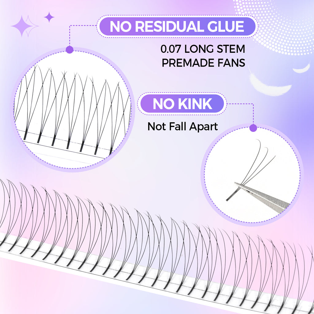 JINYANHUA 8-15mm Mixed Long Stems 0.07mm 3D Large Capacity