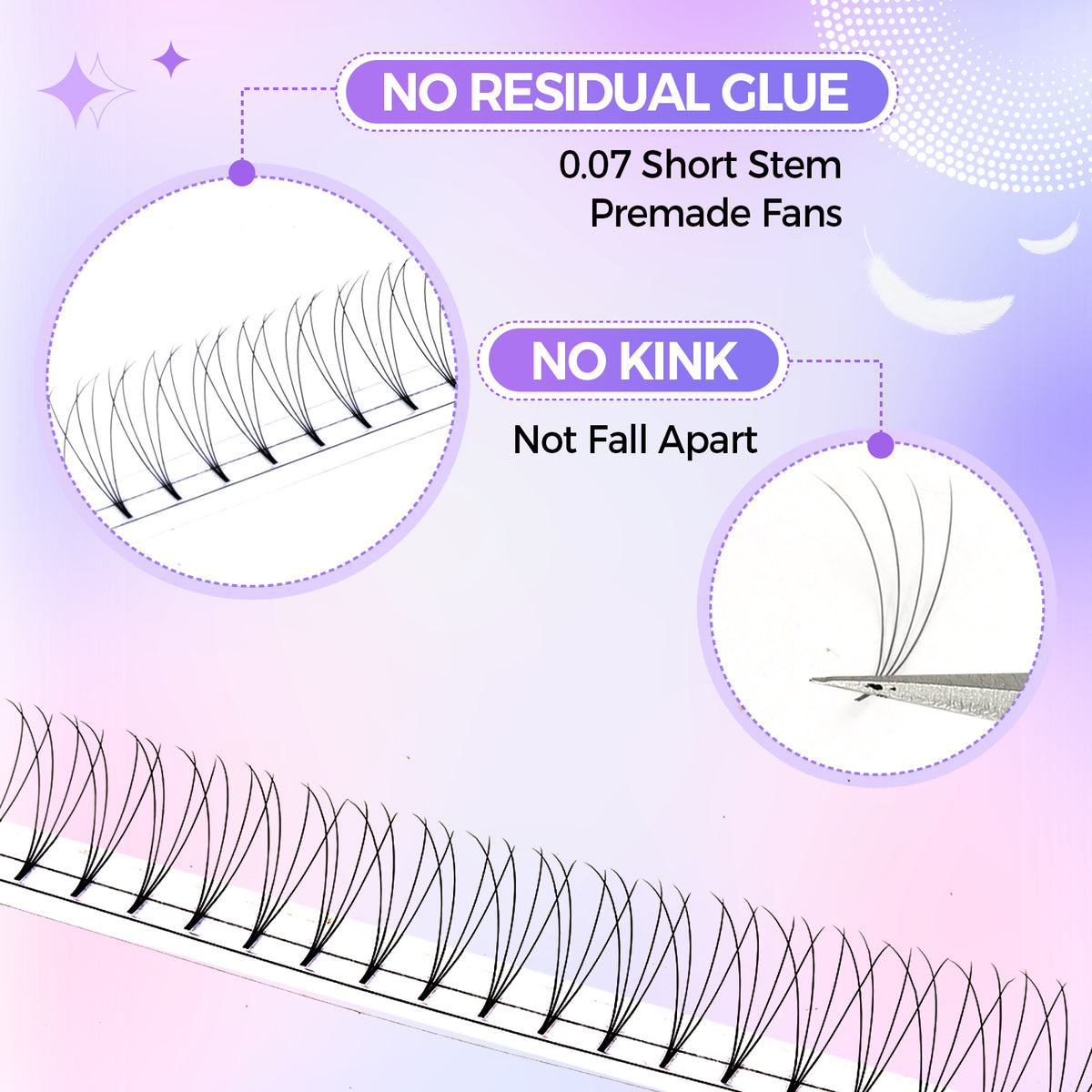 JINYANHUA 8-15mm Mixed Long & Short Stalks 0.07mm 4D Flat Tip Large Capacity