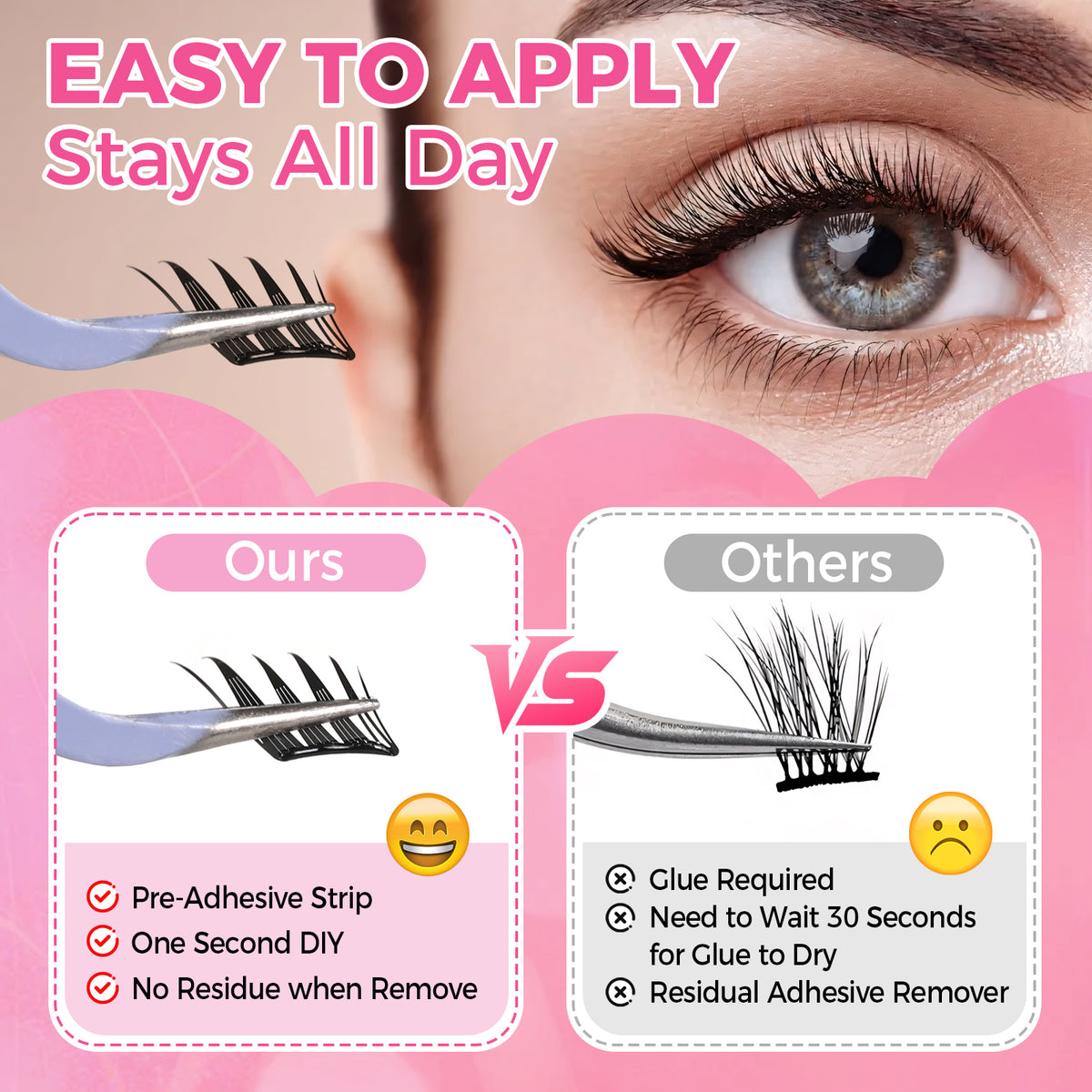 JINYANHUA Self-Stick Lashes - Diagonal Flying Bird Series Small Wings