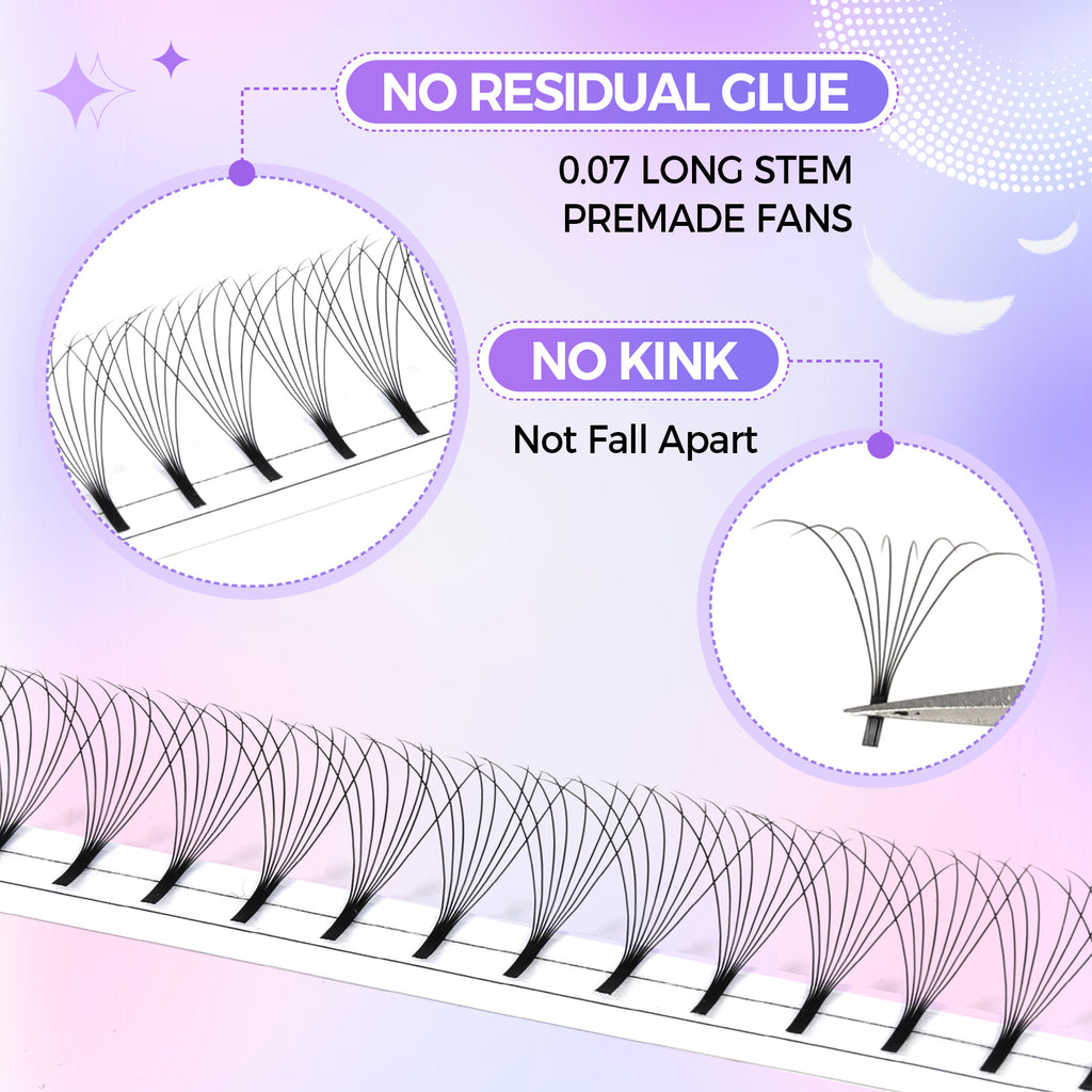 JINYANHUA 8-15mm Mixed Long Stems 0.07mm 8D Large Capacity