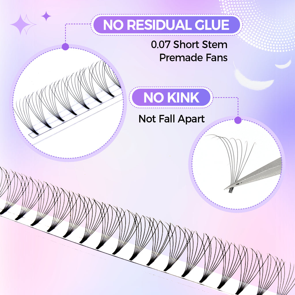 JINYANHUA 8-15mm Mixed Long & Short Stalks 0.07mm 7D Flat Tip Large Capacity