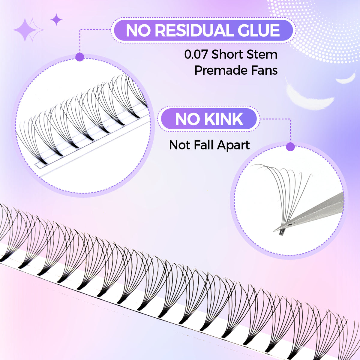 JINYANHUA 8-15mm Mixed Long & Short Stalks 0.07mm 7D Flat Tip Large Capacity