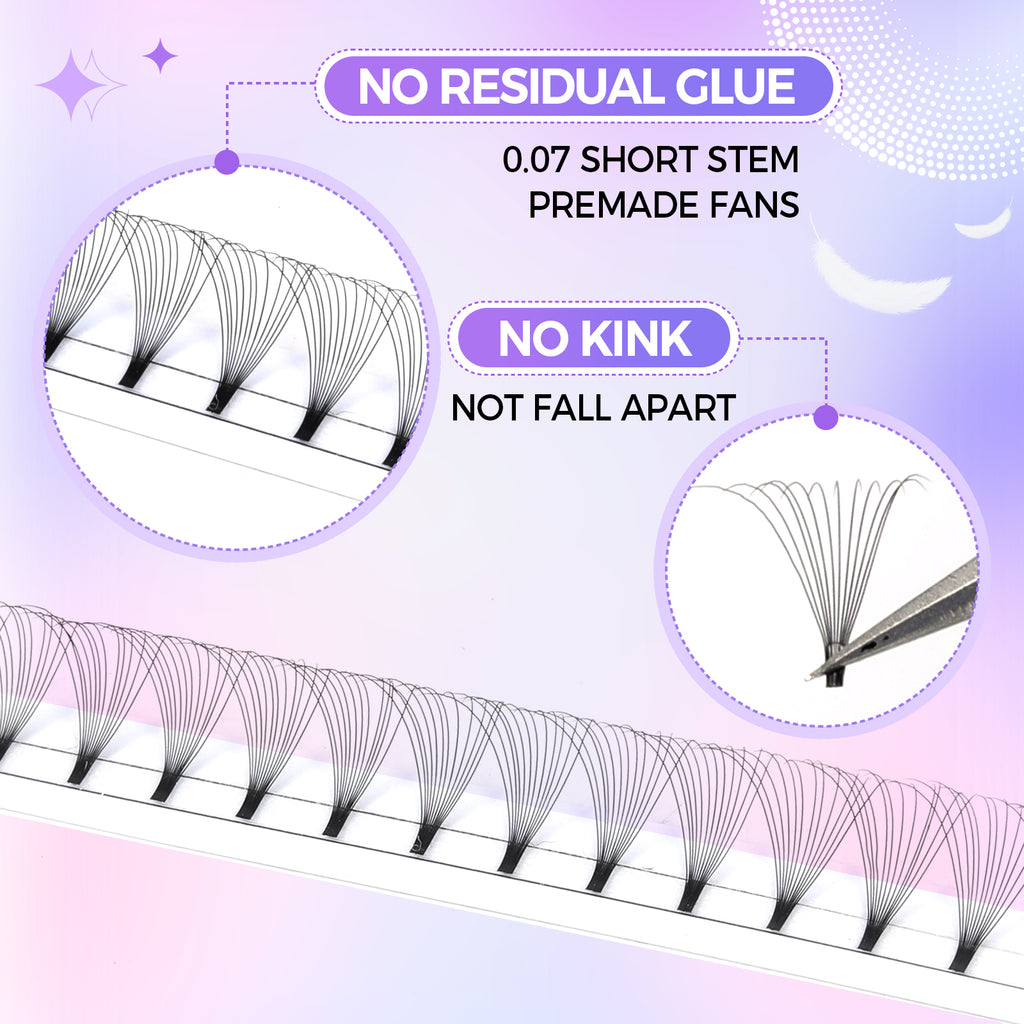 JINYANHUA 12D Single Long 0.07mm Thick Short Stems Large Capacity