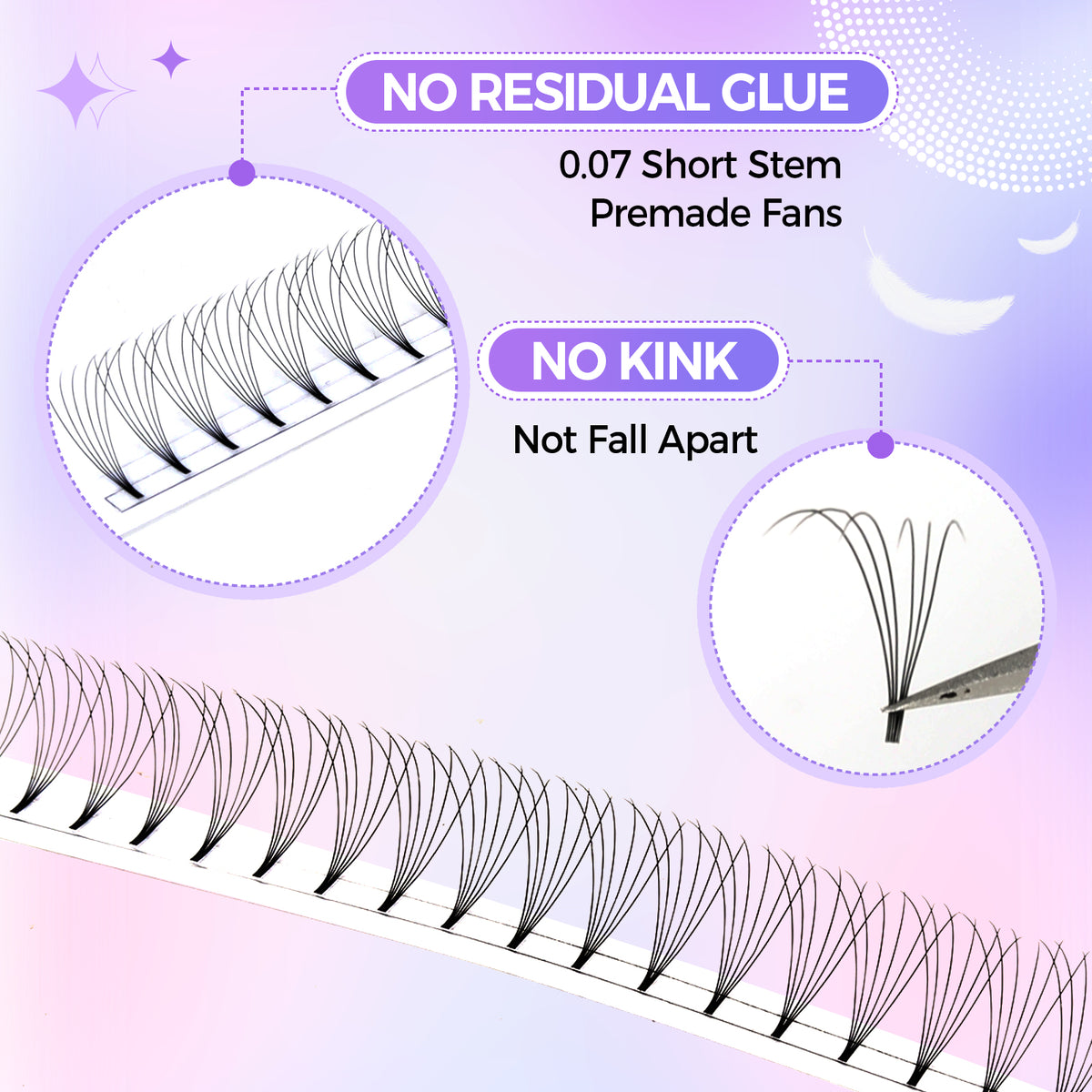 JINYANHUA 8-15mm Mixed Long & Short Stalks 0.07mm 6D Flat Tip Large Capacity