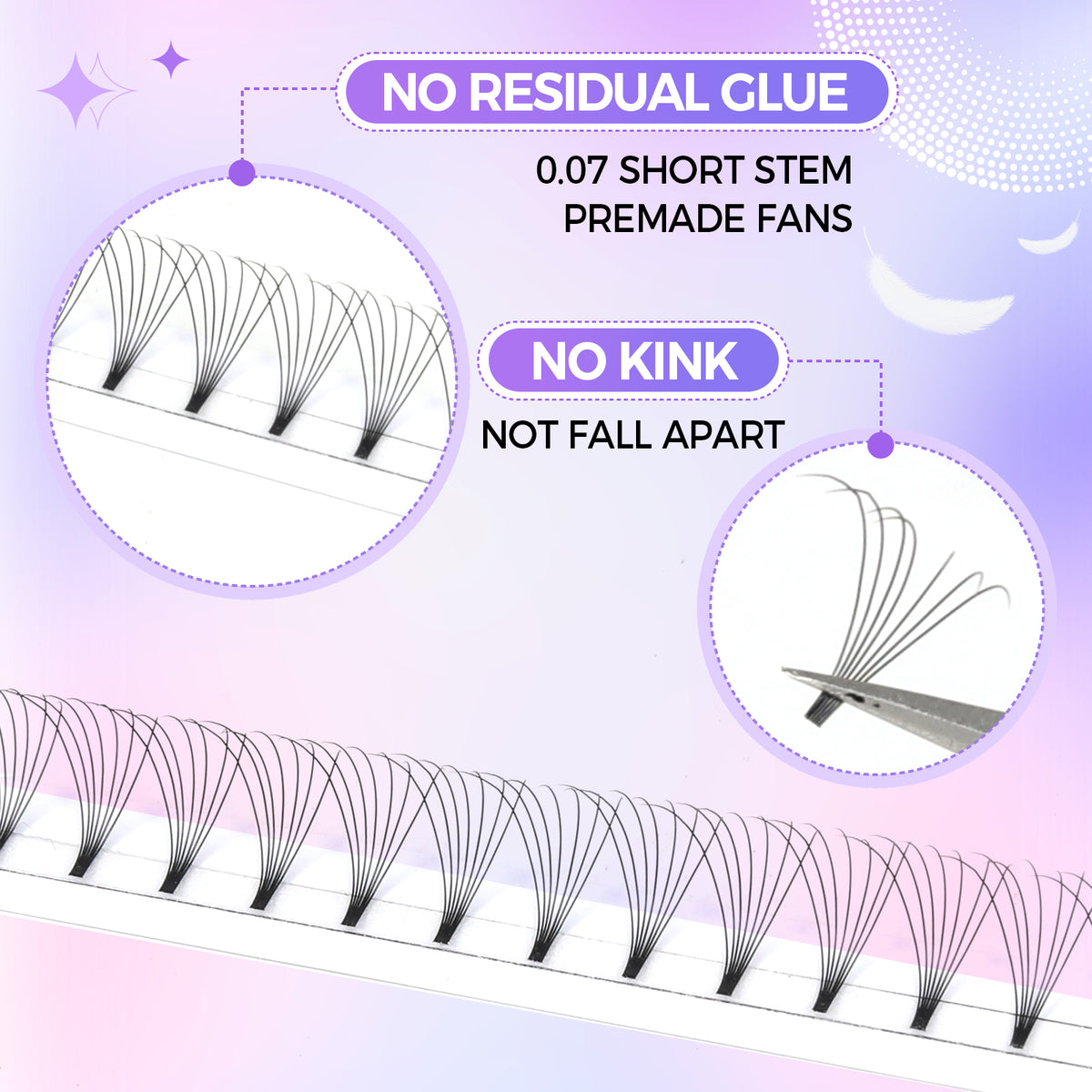 JINYANHUA 7D Single Long 0.07mm Thick Short Stems Large Capacity