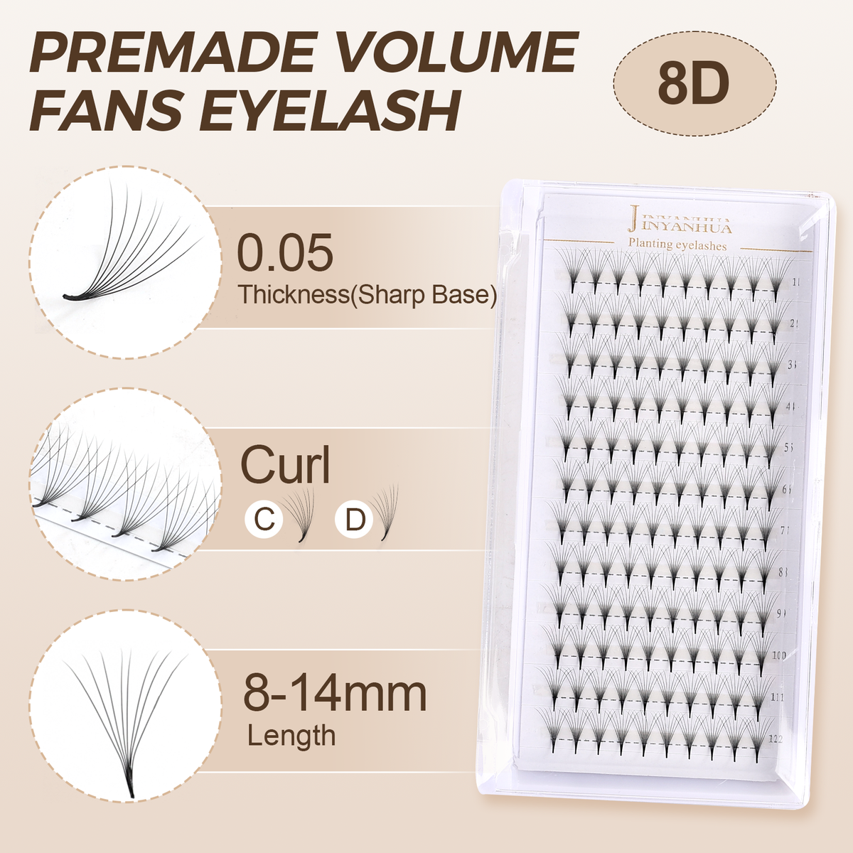 JINYANHUA 8D 0.05mm  tip trimming