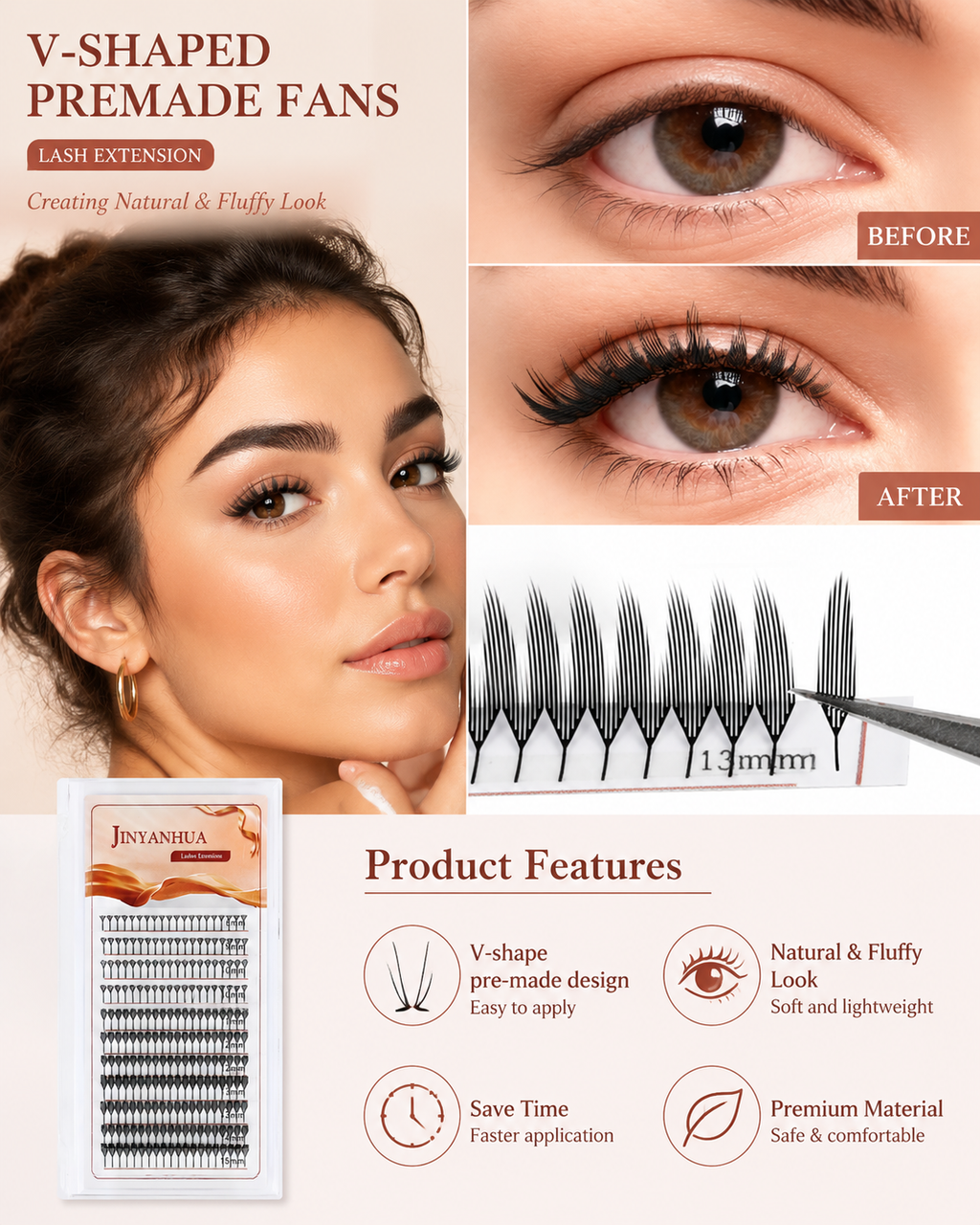 JINYANHUA Mixed Length 8-15mm Lashes-TopTip