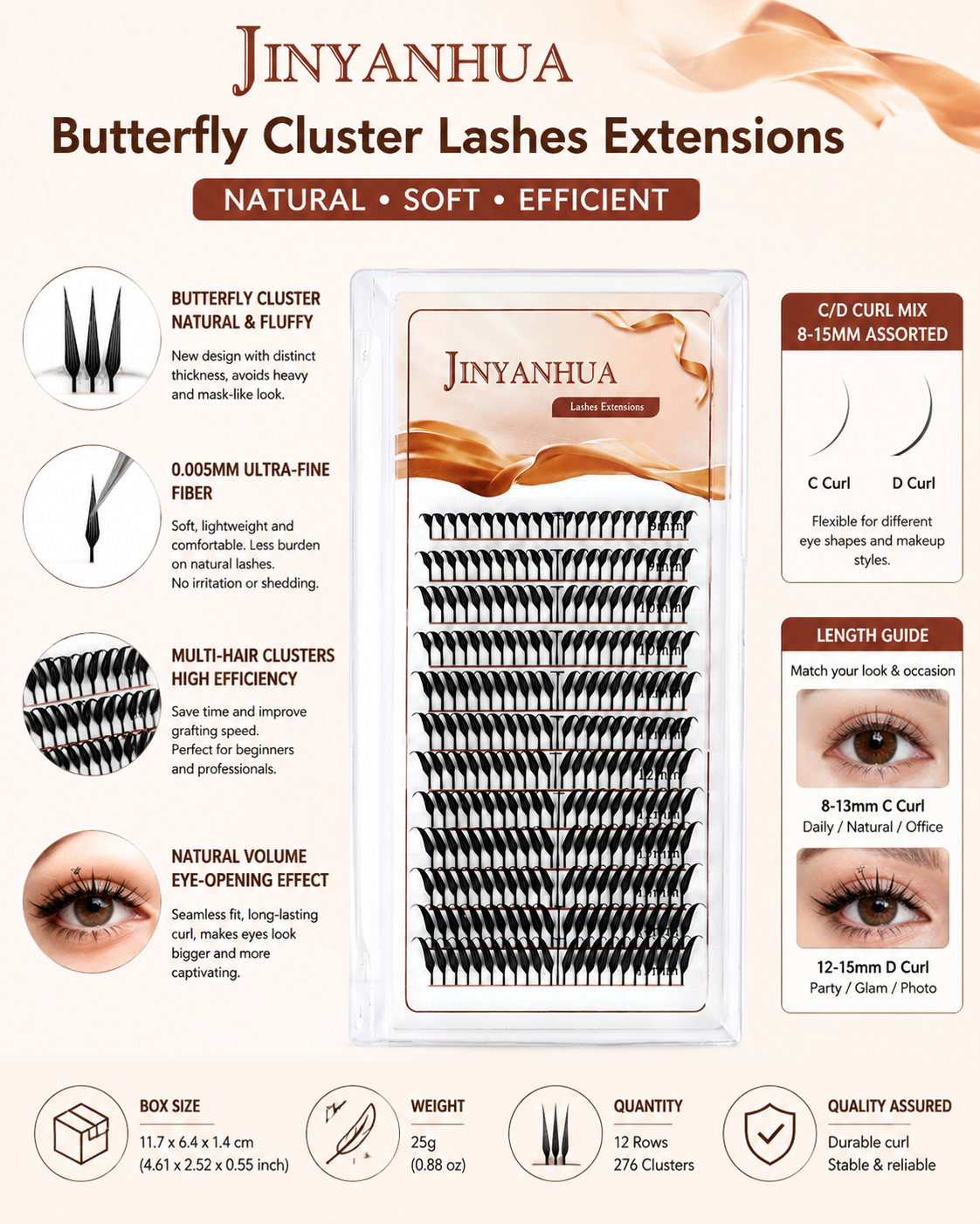 JINYANHUA Mixed Length 8-15mm Lashes-Butterfly