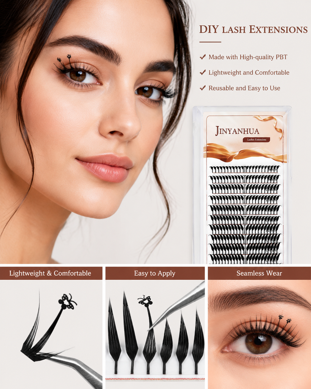 JINYANHUA Mixed Length 8-15mm Lashes-Butterfly