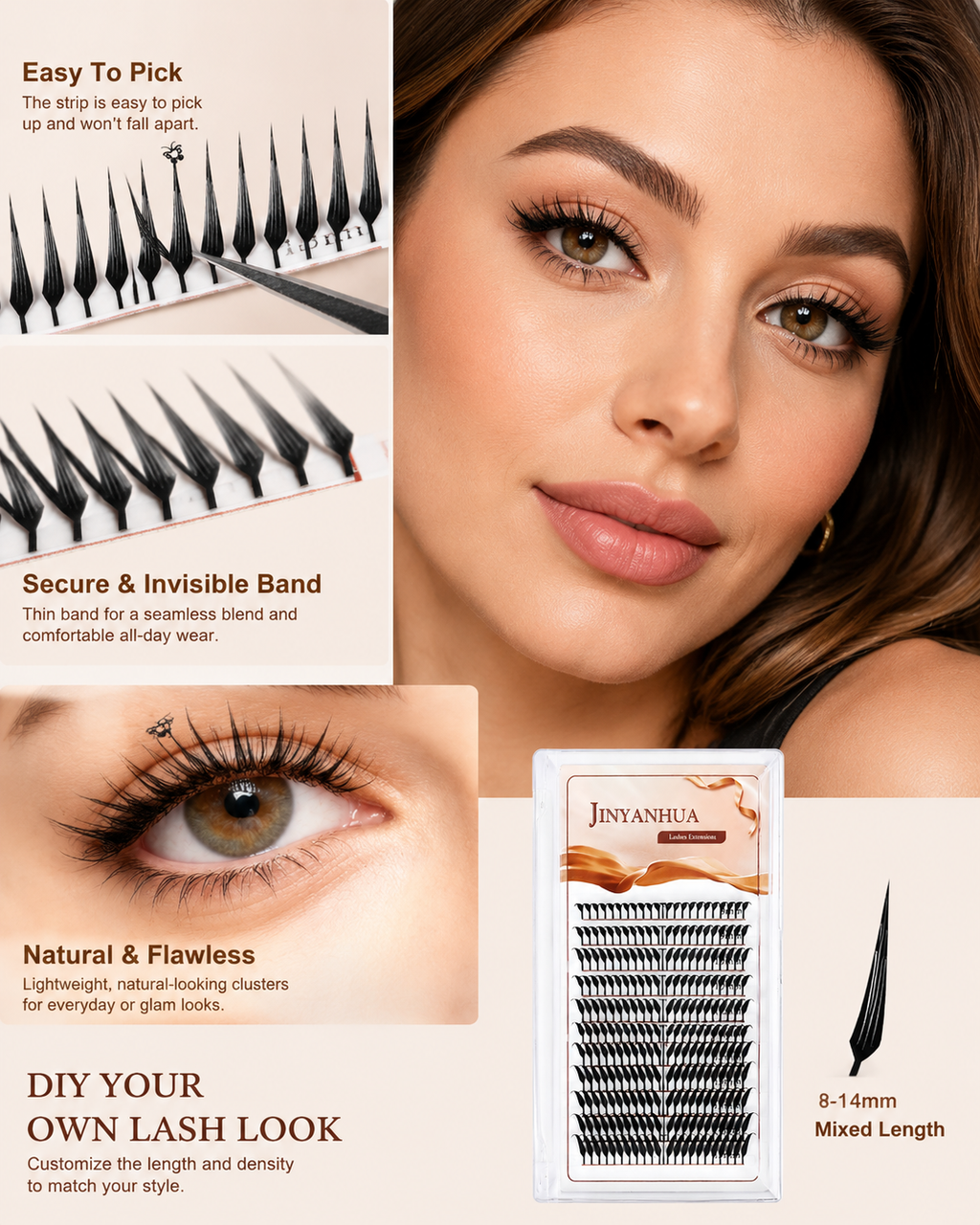 JINYANHUA Mixed Length 8-15mm Lashes-Butterfly