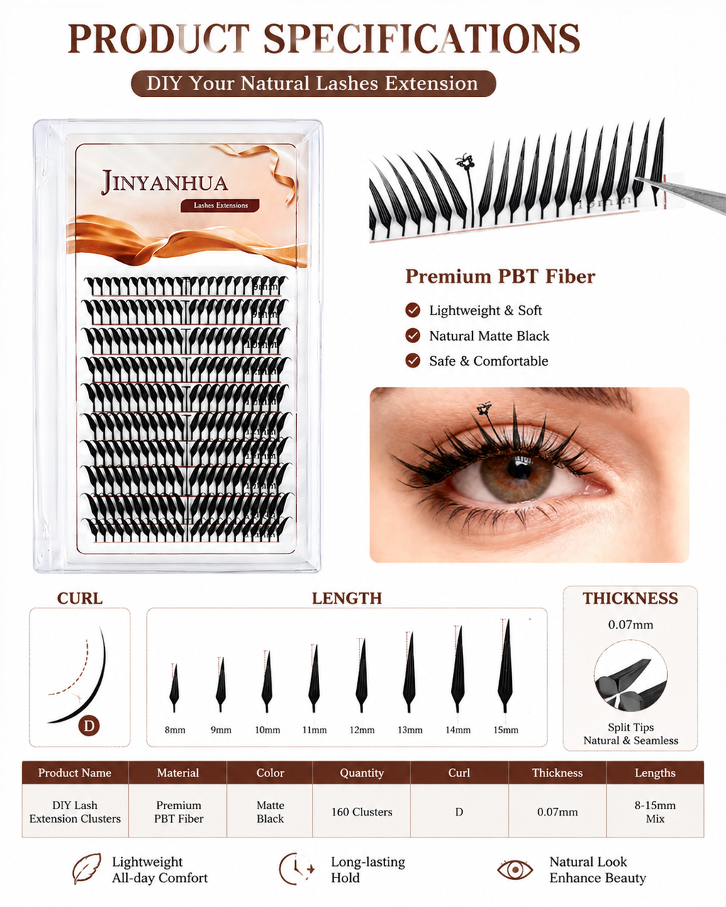 JINYANHUA Mixed Length 8-15mm Lashes-Butterfly