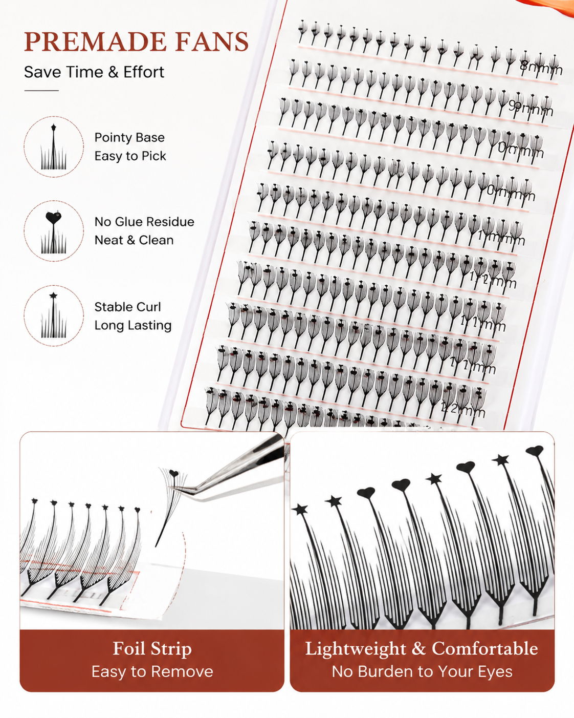 JINYANHUA Mixed Length 8-15mm Lashes-HeartStar