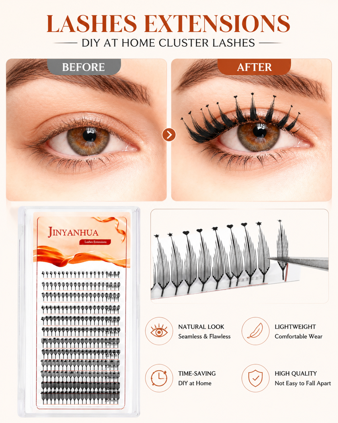 JINYANHUA Mixed Length 8-15mm Lashes-HeartStar