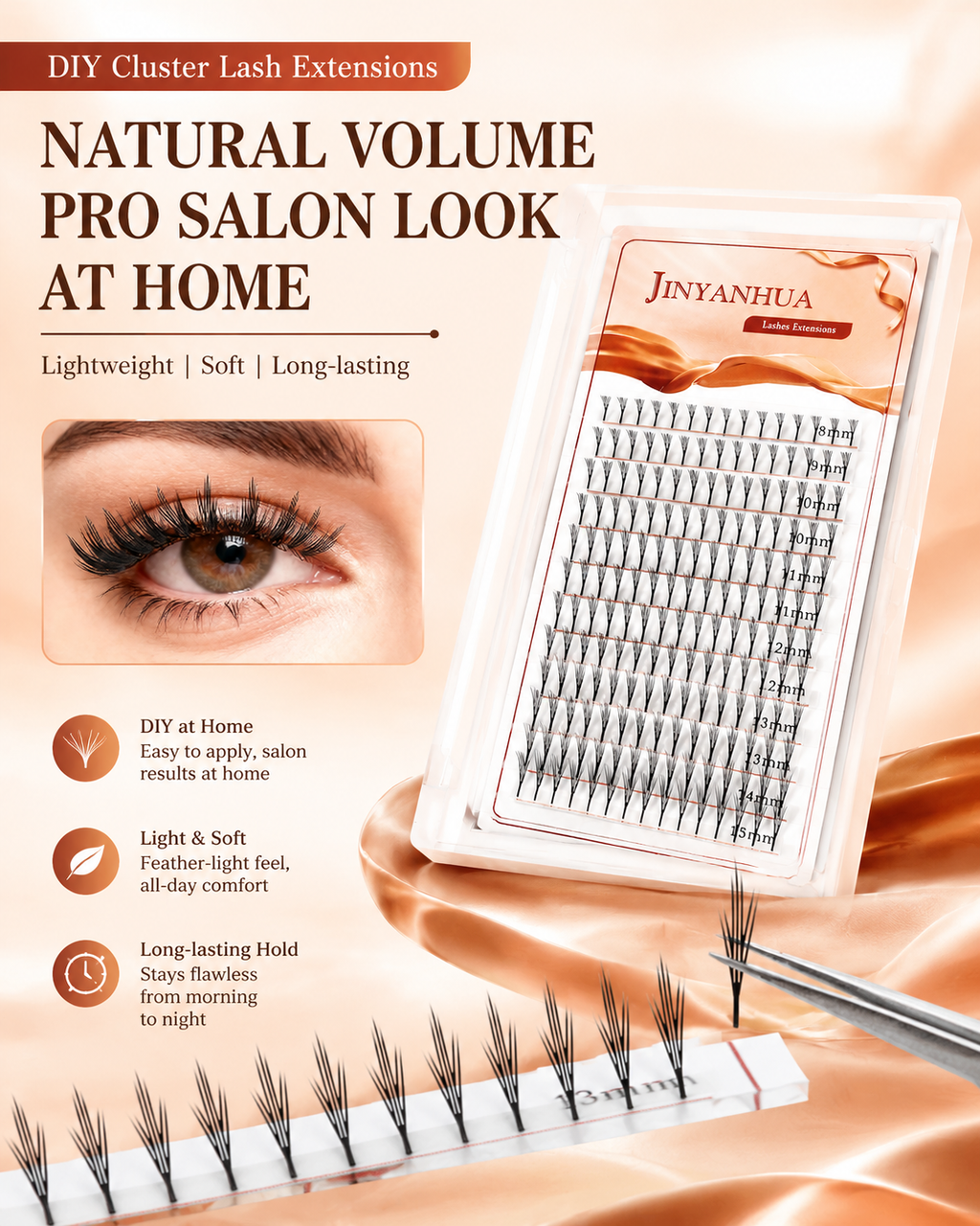 JINYANHUA Mixed Length 8-15mm Lashes-SmallCrescent