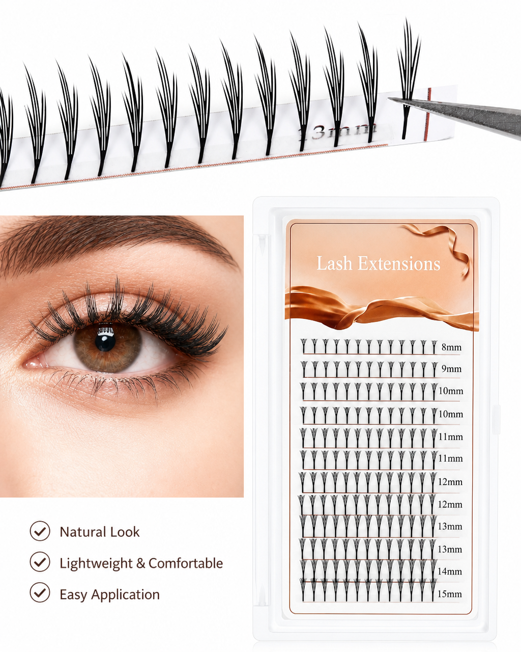 JINYANHUA Mixed Length 8-15mm Lashes-SmallCrescent