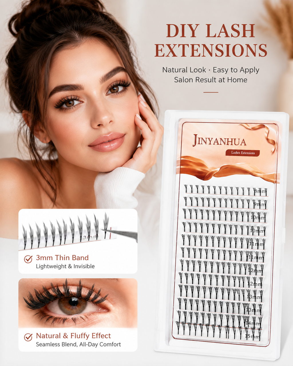 JINYANHUA Mixed Length 8-15mm Lashes-SmallCrescent